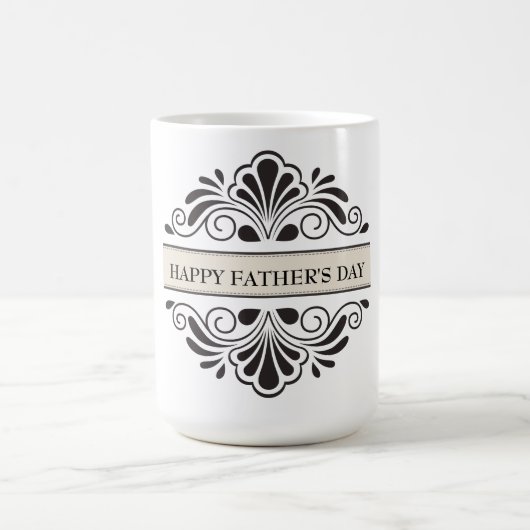 Mug Ornement Floral Noir - Bonne Fête des pères (Centre)