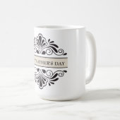 Mug Ornement Floral Noir - Bonne Fête des pères (Devant droit)