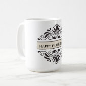 Mug Ornement Floral Noir - Bonne Fête des pères (Devant gauche)