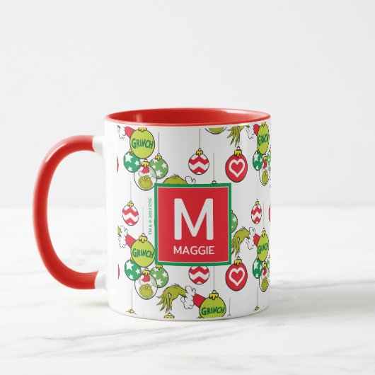 Mug Ornement Grinch | Ajouter votre nom et votre initi (Gauche)