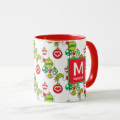 Mug Ornement Grinch | Ajoutez votre nom et initiale (Devant droit)