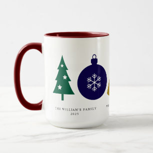 Mug Ornement Joyeux Noël Flocon de neige Pin Arbre