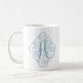 Mug Ornement Monogramme Élégant Personnalisé (Gauche)