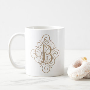 Mug Ornement Monogramme Élégant Personnalisé