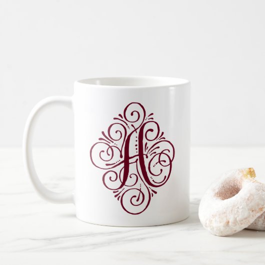 Mug Ornement Monogramme Swash Personnalisé (Avec donut)