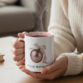 MUG ORNEMENT ROSE POUDRÉ POUR FÊTES CHIC