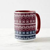 Mug Ornement scandinave sur un bleu bordeaux (Devant droit)