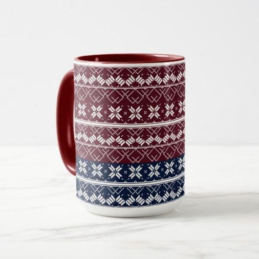 Mug Ornement scandinave sur un bleu bordeaux (Devant gauche)