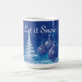 Mug Ornements Bleus de Noël Arbres blancs (Centre)