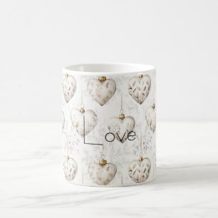 Mug Ornements coeurs gris crème chic