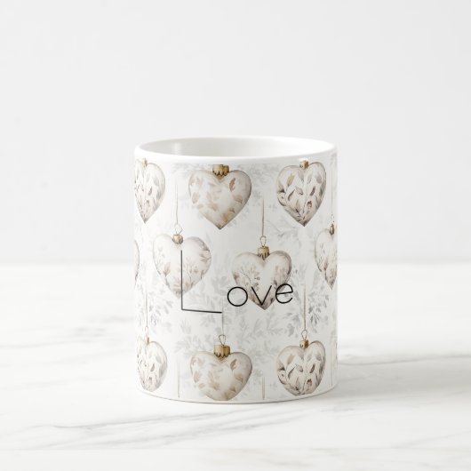Mug Ornements coeurs gris crème chic (Centre)