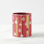 Mug Ornements d'arbre de Noël jaune rouge (Centre)