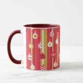 Mug Ornements d'arbre de Noël jaune rouge (Gauche)