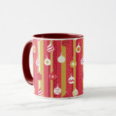 Mug Ornements d'arbre de Noël jaune rouge (Devant gauche)
