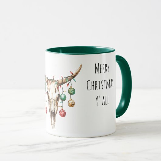 Mug Ornements de cowboy de l'Ouest Noël (Devant droit)
