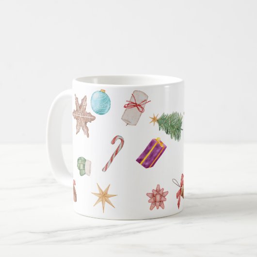 Mug Ornements de Noël (Devant gauche)