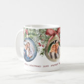 Mug Ornements de Noël 3 Photos Famille (Devant gauche)