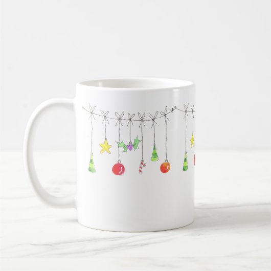 Mug Ornements de Noël Colorés (Gauche)