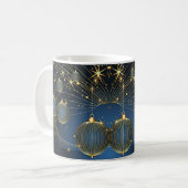Mug Ornements de Noël doré Marine Bleu (Devant gauche)