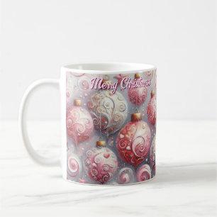 Mug Ornements de Noël impressionniste Whimsical rose