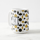Mug Ornements de Noël Monogramme Nom Fête (Devant gauche)