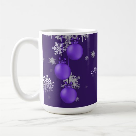 Mug ornements de Noël pourpre (Gauche)