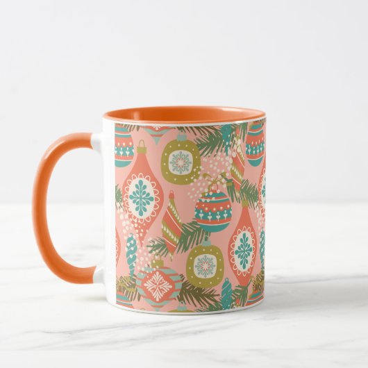 Mug Ornements de Noël rétro colorés (Gauche)