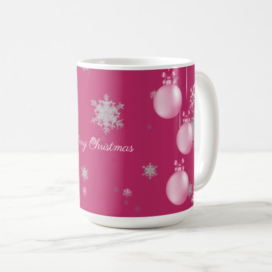 Mug ornements de Noël rose (Devant droit)