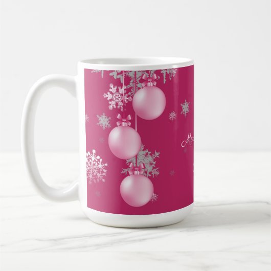 Mug ornements de Noël rose (Gauche)