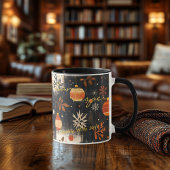 Mug Ornements de Noël rustiques avec orange et or