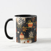 Mug Ornements de Noël rustiques avec orange et or (Gauche)