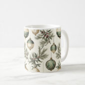 Mug Ornements de Noël Sage Green et Gold (Devant droit)