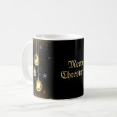 Mug Ornements dorés de Noël Étoiles brillantes Noir (Devant gauche)