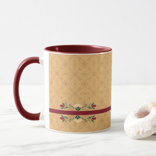 Mug Ornements Fleurs Élégants (Avec donut)