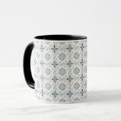 Mug ornements marocains bleu crème ethnique design Est (Devant gauche)