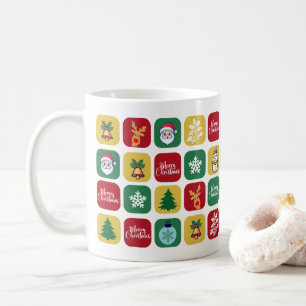 Mug Ornements modernes de Noël Père Noël Tree Snowman