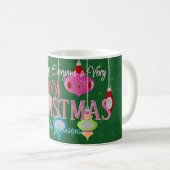 Mug Ornements rétro Noël vert (Devant droit)