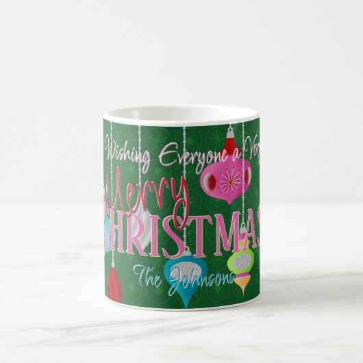 Mug Ornements rétro Noël vert (Centre)