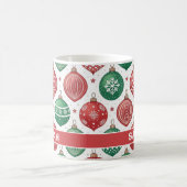 Mug Ornements Rouges & Verts Étoiles Noël (Centre)