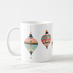 Mug Ornements turquoise et corail rétro du milieu du s