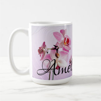 Mug Orquídea rosa Taza personalizada: fotos/nombre