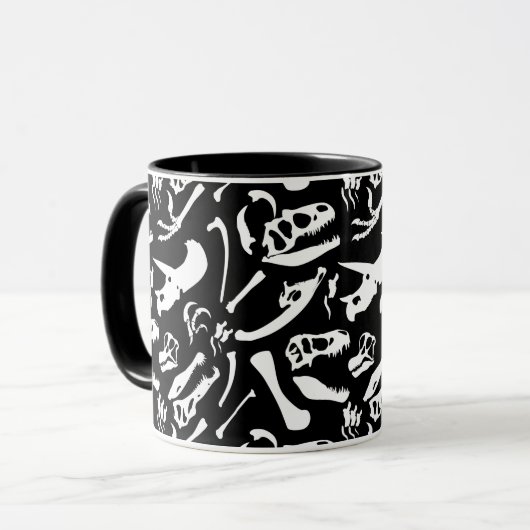 Mug Os de dinosaure (noir) (Devant gauche)
