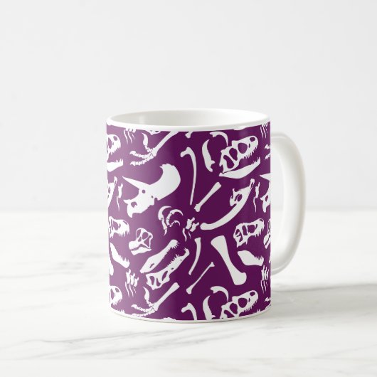 Mug Os de dinosaure (pourpres) (Devant droit)