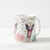 Mug Ostriches Whimsical à l'élégance florale (Devant droit)