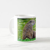 Mug Otter sur une peinture de rive d'une rivière (Devant gauche)