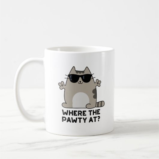 Mug Où La Pawty À Funny Party Chat Pun (Gauche)