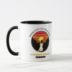 Mug Où le monde se termine-t-il Chat mignon Rétro Co