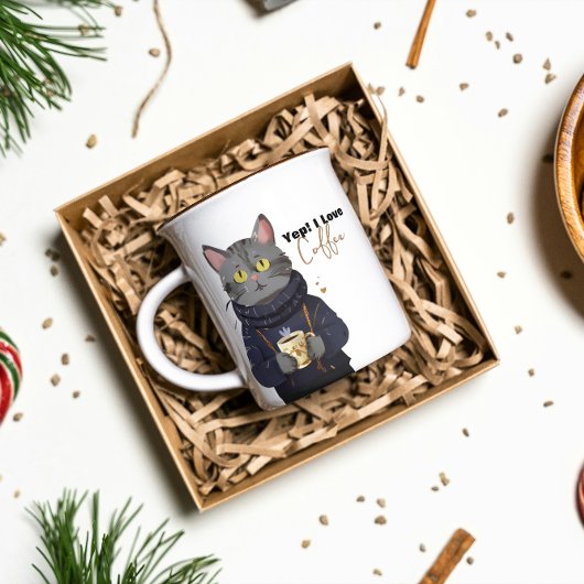 Mug Oui ! I Love Coffee OU Thé Cute Cat Illustré