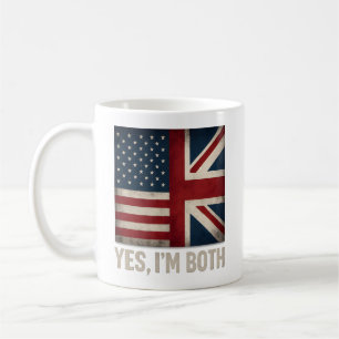 Mug Oui, je suis les deux drapeaux américain et britan