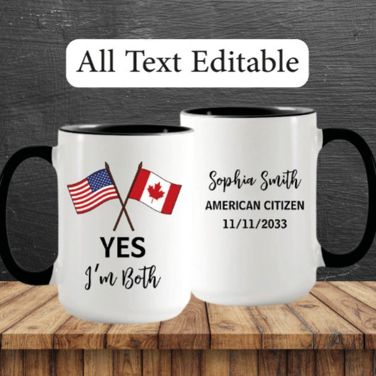 Mug Oui Je suis les deux - US Canada Pride Nom personn